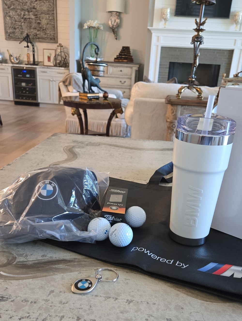 BMW Navy and Silver Logo Cap, BMW Keyring,  BMW Thermos, Tote, Golfballs, NWT